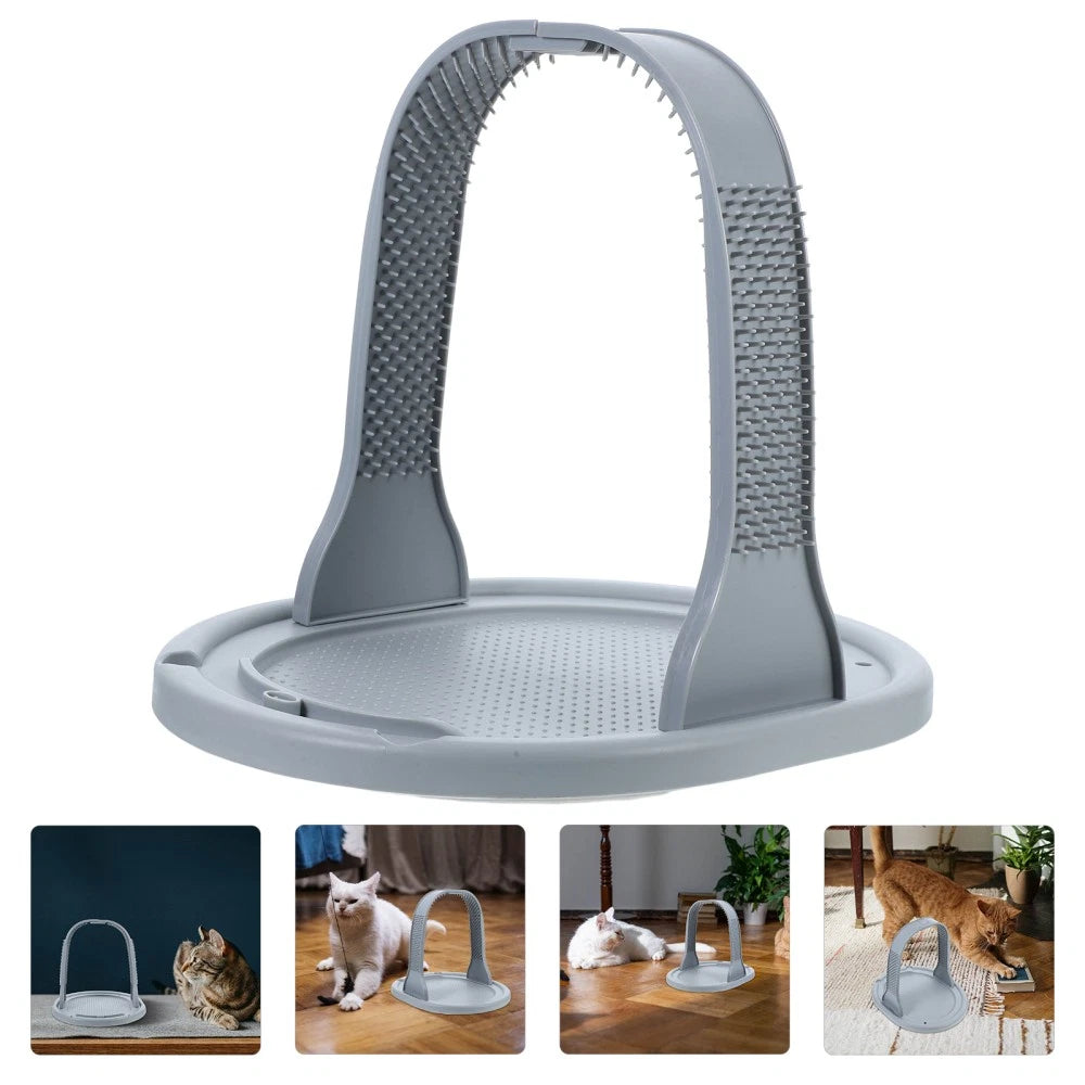 Arched Wool Rubbing Device Cat Self Grooming Scratcher Massager for Cats