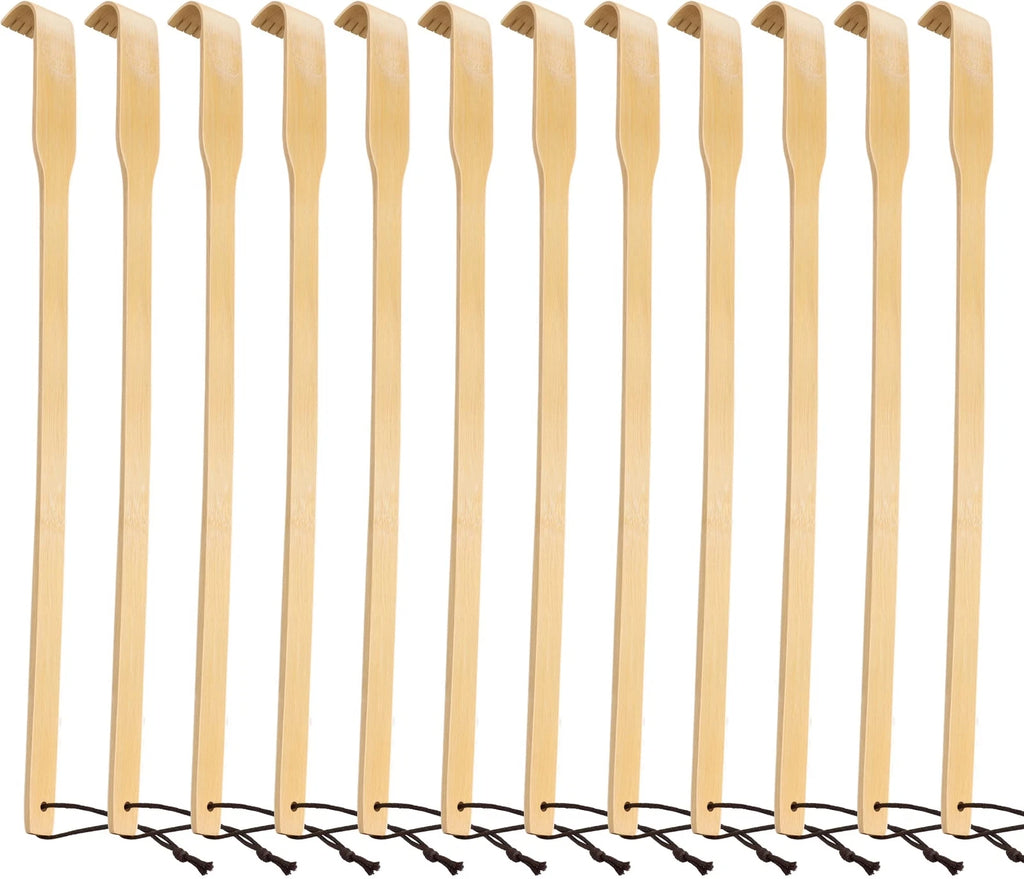 12Pack Natural Bamboo Back Scratchers Wooden Body Massager for Adult Itch Relief