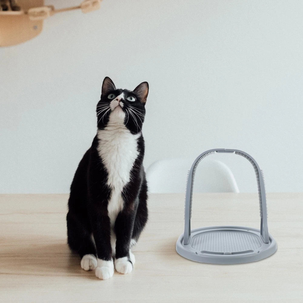 Arched Wool Rubbing Device Cat Self Grooming Scratcher Massager for Cats