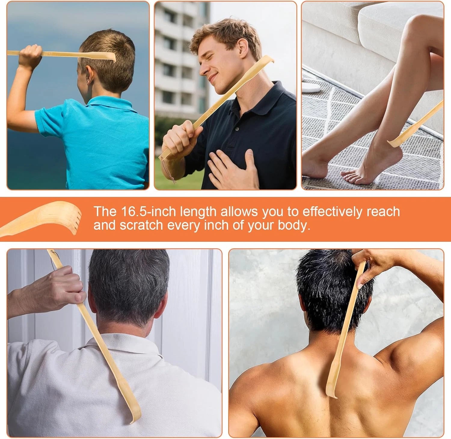 6 Pack Wooden Bamboo Back Scratcher for Men Women Adults, Stocking Stuffers Chri