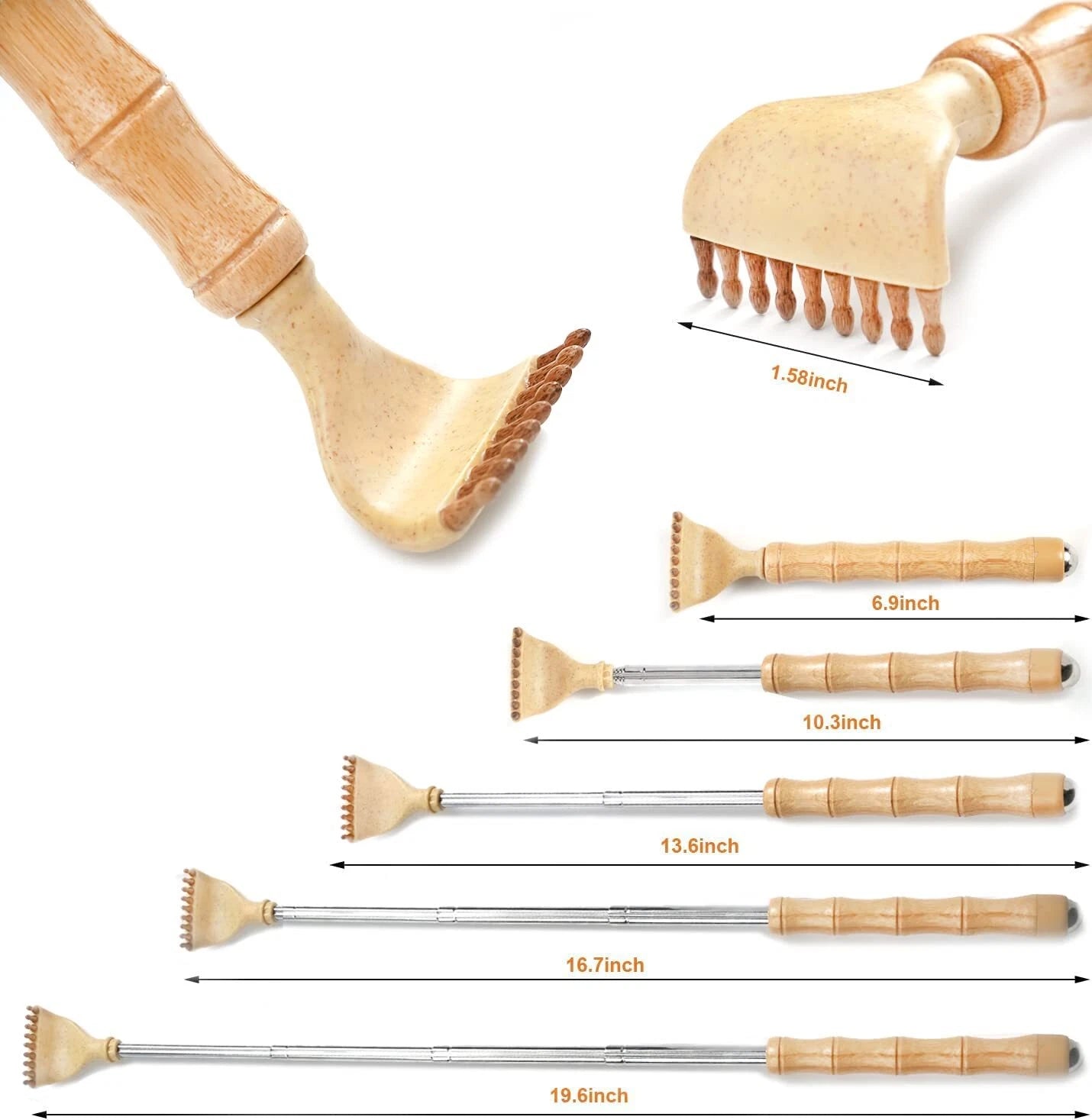 Back Scratcher Telescoping Portable Extendable Bamboo Backscratcher for Men f...