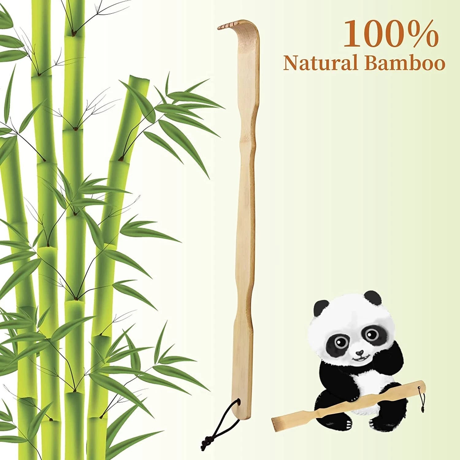 Back Scratcher 100% Natural Bamboo Curved Long Handle 1PC Wooden Back Sturdy 17"