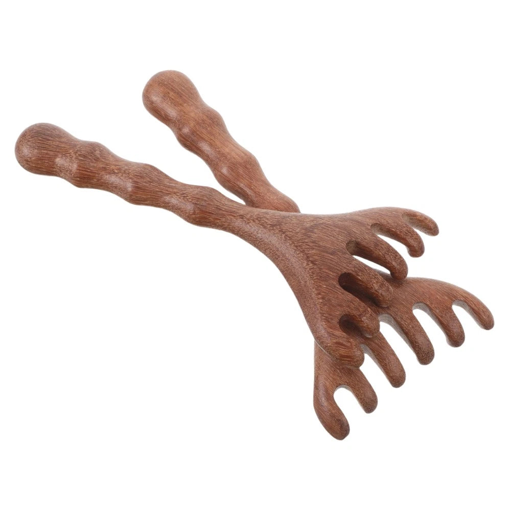2 Pcs Sandalwood Massager Wooden Head Scratcher Tool Hair Scalp Comb