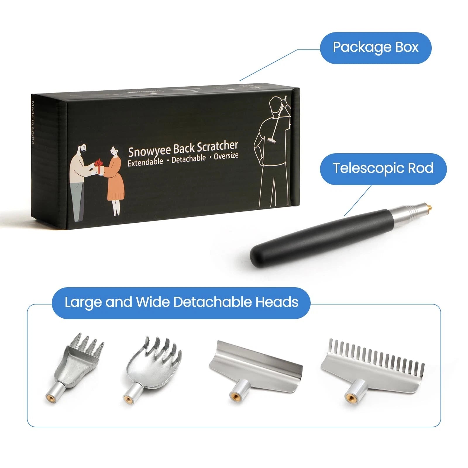 Oversized Back Scratcher Detachable Backscratchers Extendable with Extra Larg...