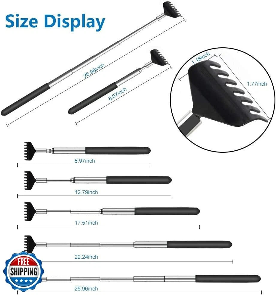 YIMICOO 3 Pack Extendable Back Scratcher, Stainless Steel Portable Telescopin