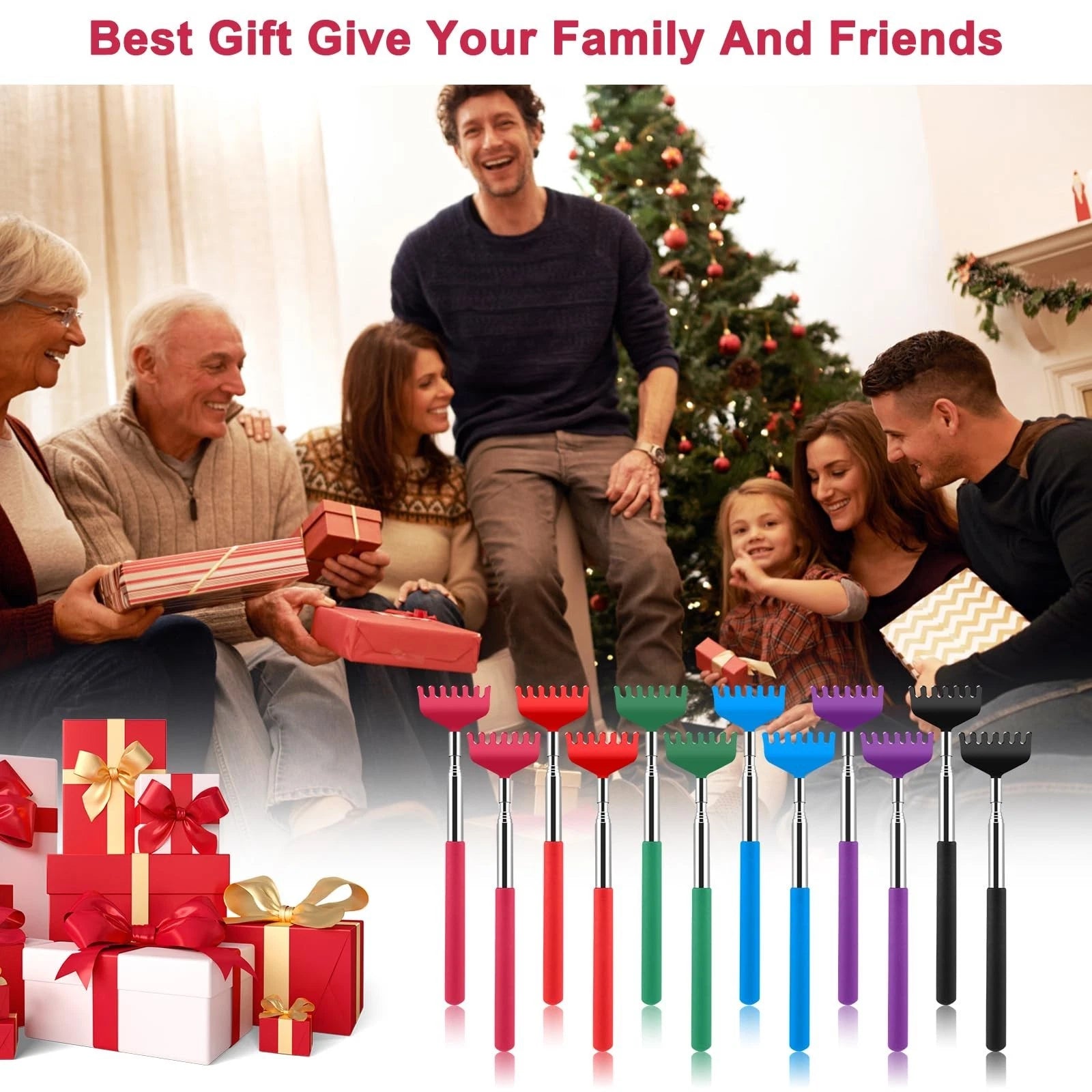 NICEMOVIC 12 Pack Extendable Back Scratcher Bulk, Stocking Stuffers White Ele...
