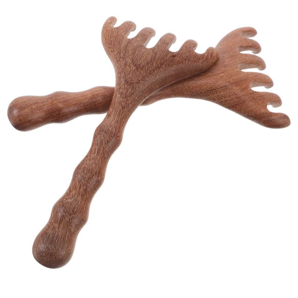 2 Pcs Sandalwood Massager Wooden Head Scratcher Tool Hair Scalp Comb