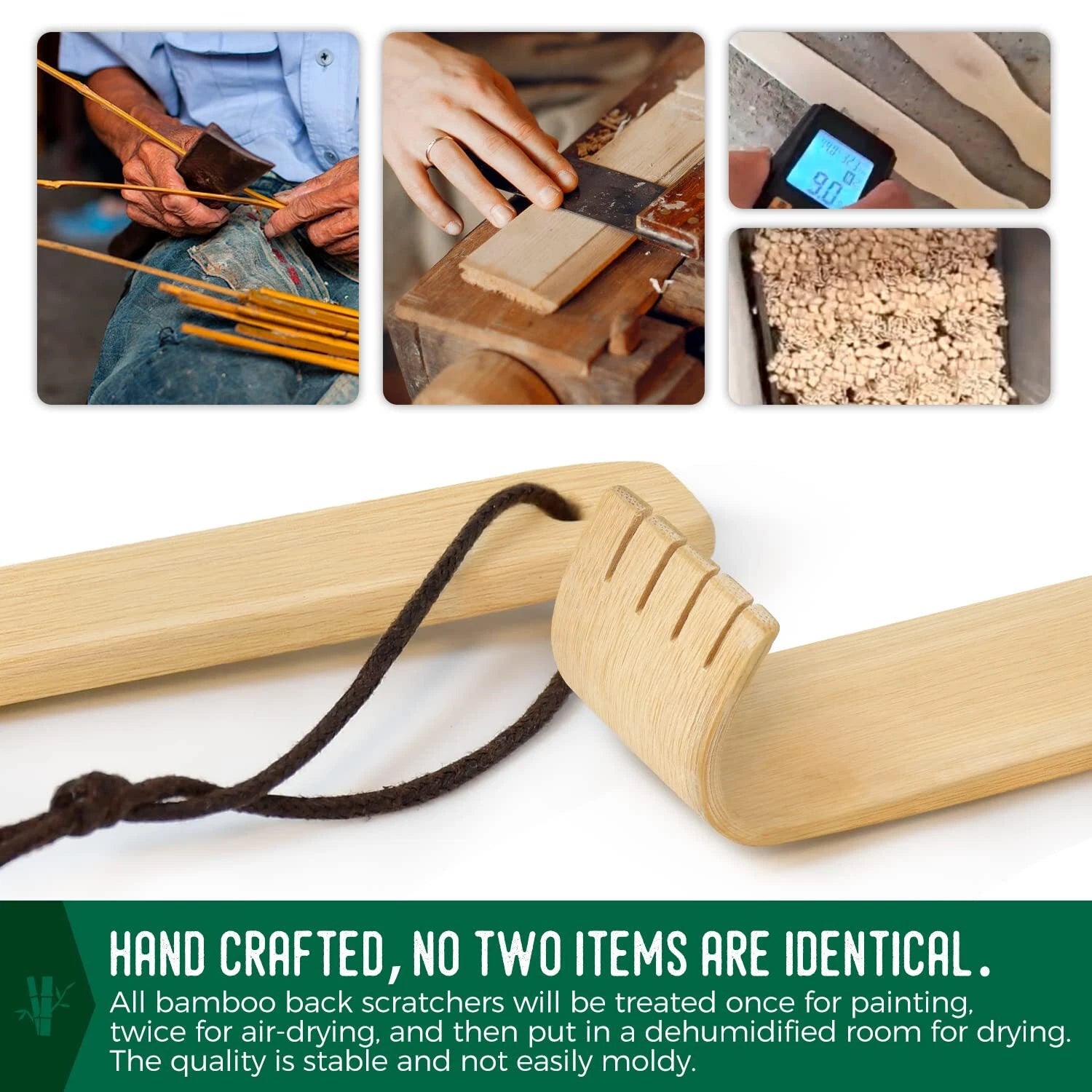 12Pack Natural Bamboo Back Scratchers Wooden Body Massager for Adult Itch Relief
