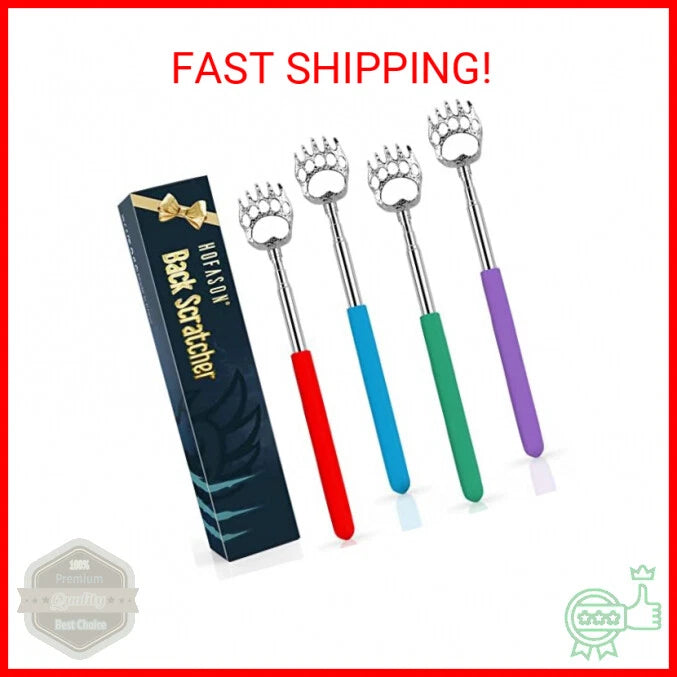 HOFASON 4 Pack Back Scratcher for Men Women, Bear Claw Telescopic Scratcher Back