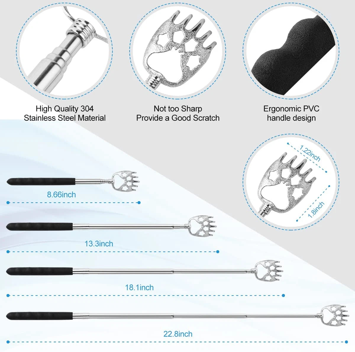 3 Pack Back Scratcher Metal Portable Telescoping Back Scratchers