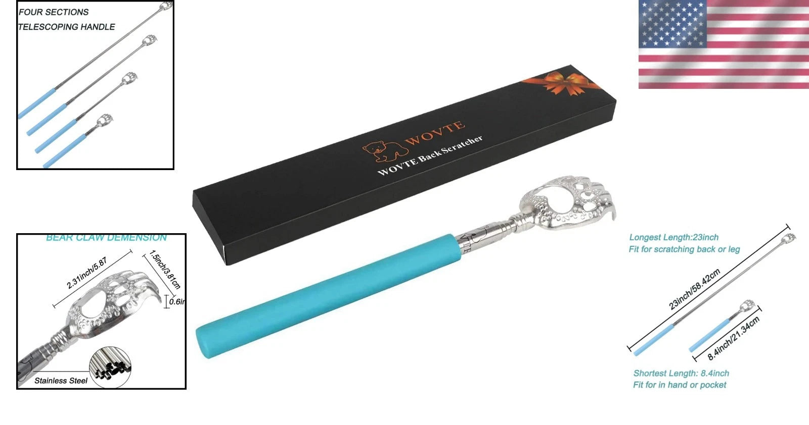 Wovte Back Scratcher with Telescopic Handle - Stress Relief & Pain Alleviation