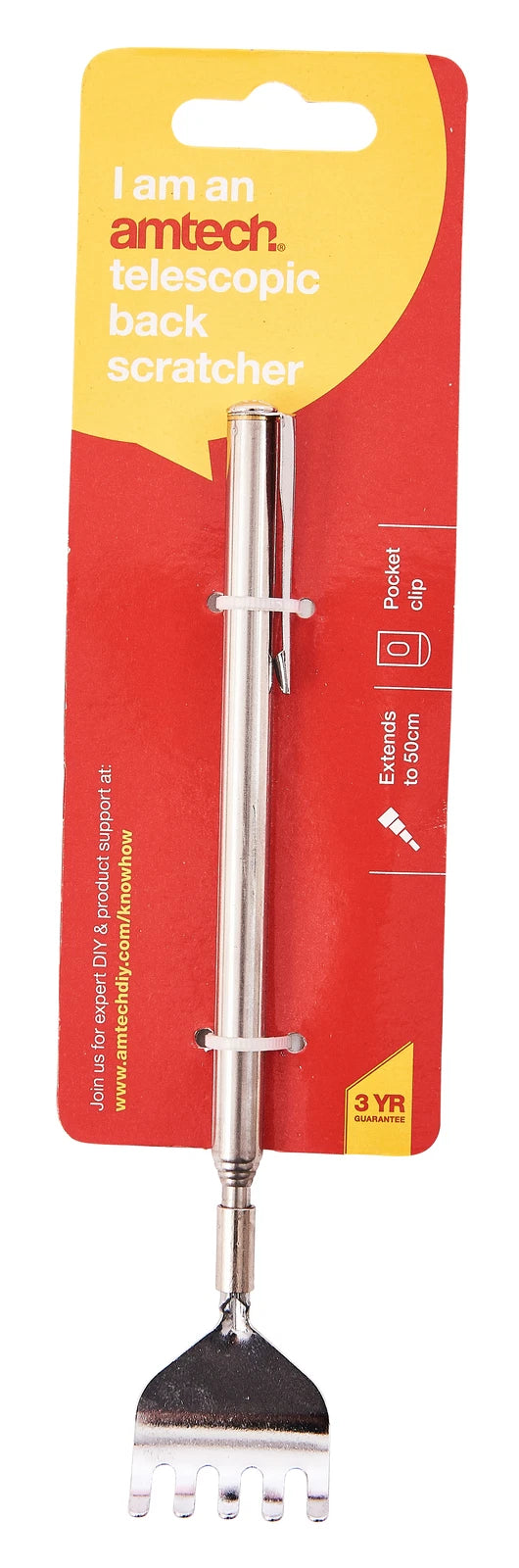 Telescopic Extending Pocket Back Leg Hand Head Scratcher With Clip New Amtech