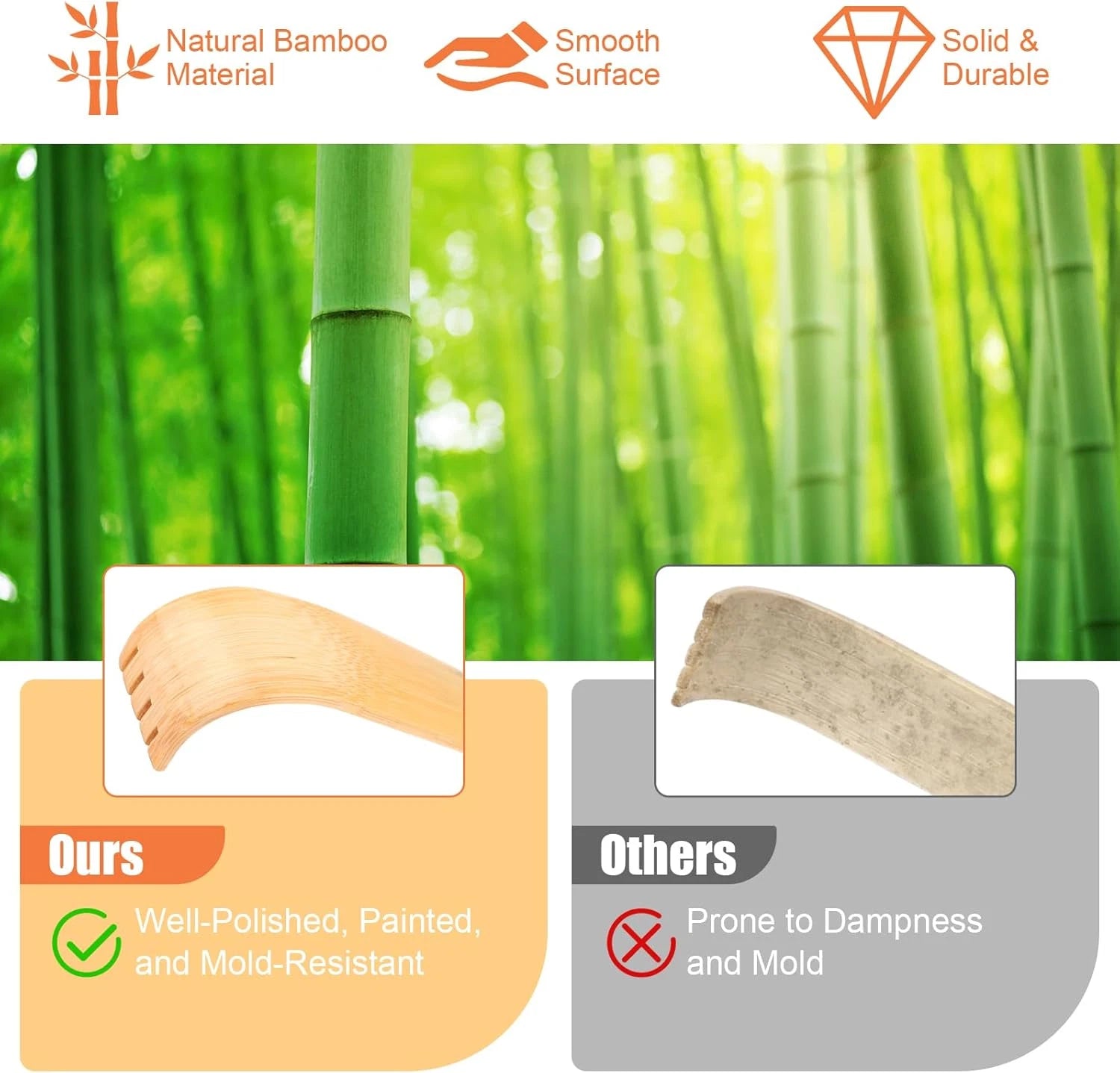 6 Pack Wooden Bamboo Back Scratcher for Men Women Adults, Stocking Stuffers Chri