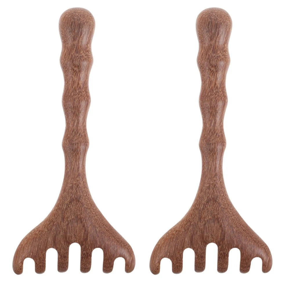 2pcs Wooden Head Massager Comb Wide Tooth Tool Wood Hair Scratcher