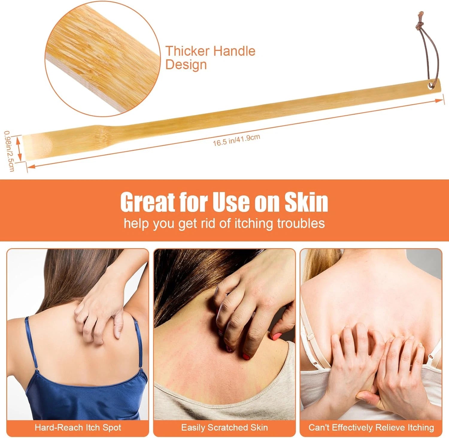 6 Pack Wooden Bamboo Back Scratcher for Men Women Adults, Stocking Stuffers Chri