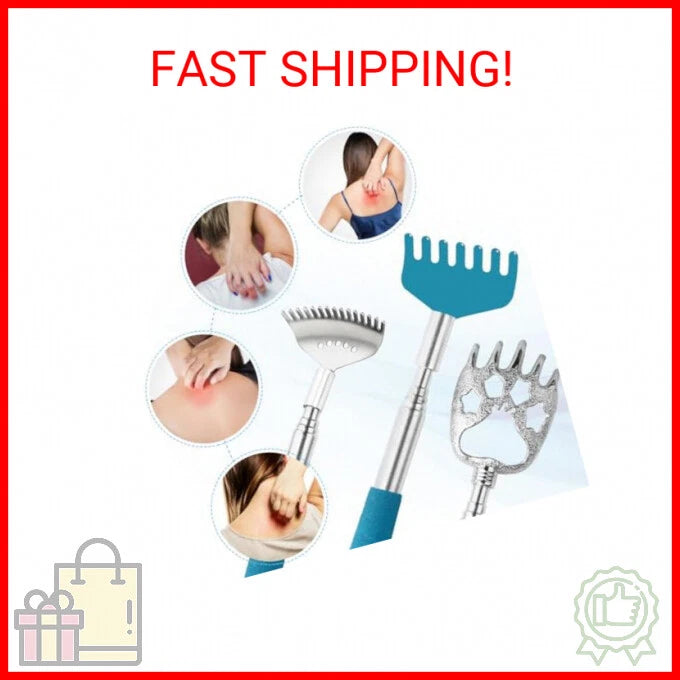 3 Pack Different Back Scratcher Metal Portable Telescoping Back scratchers, Exte