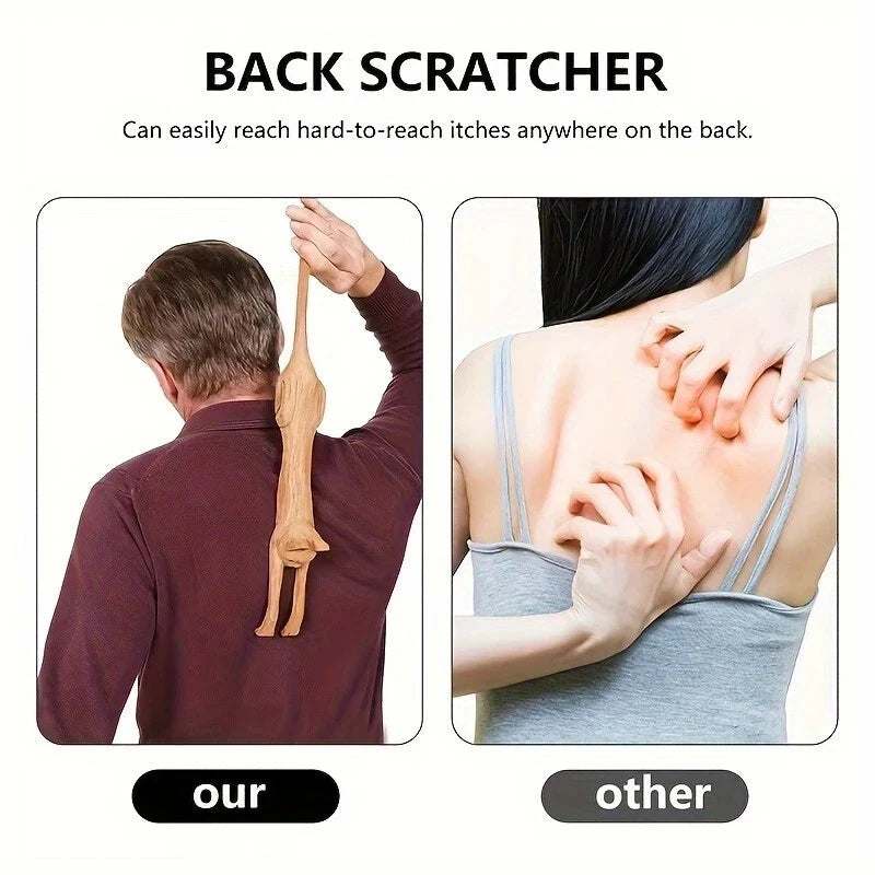 Wooden Cat Shaped Back Scratcher Ideal for Itching Relief Perfect Birthday Gift