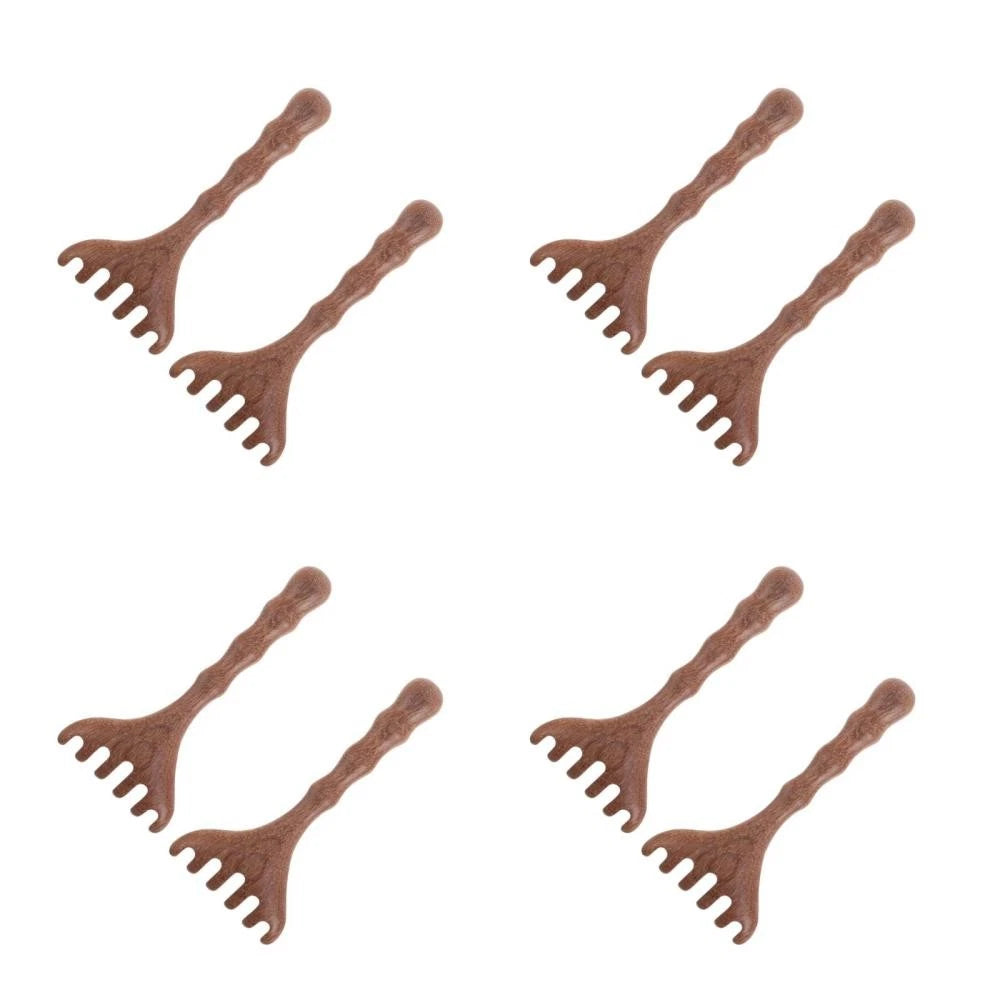 8 pcs Head Massager Scalp Wooden Portable Head Scratcher Massager Wood Combs