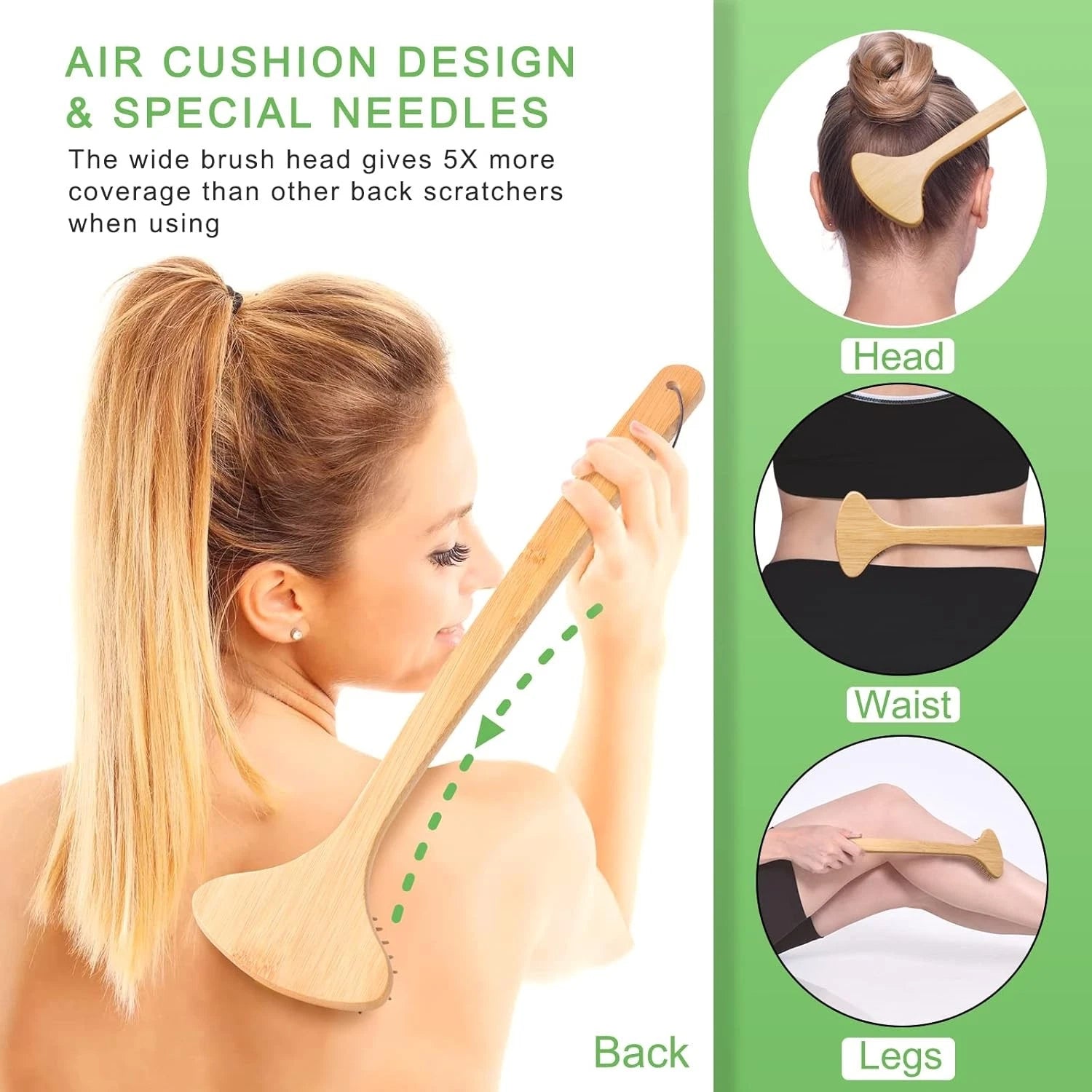 Large Curved Bamboo Back Scratcher - 59 Wooden Points Provide Instant Itch...