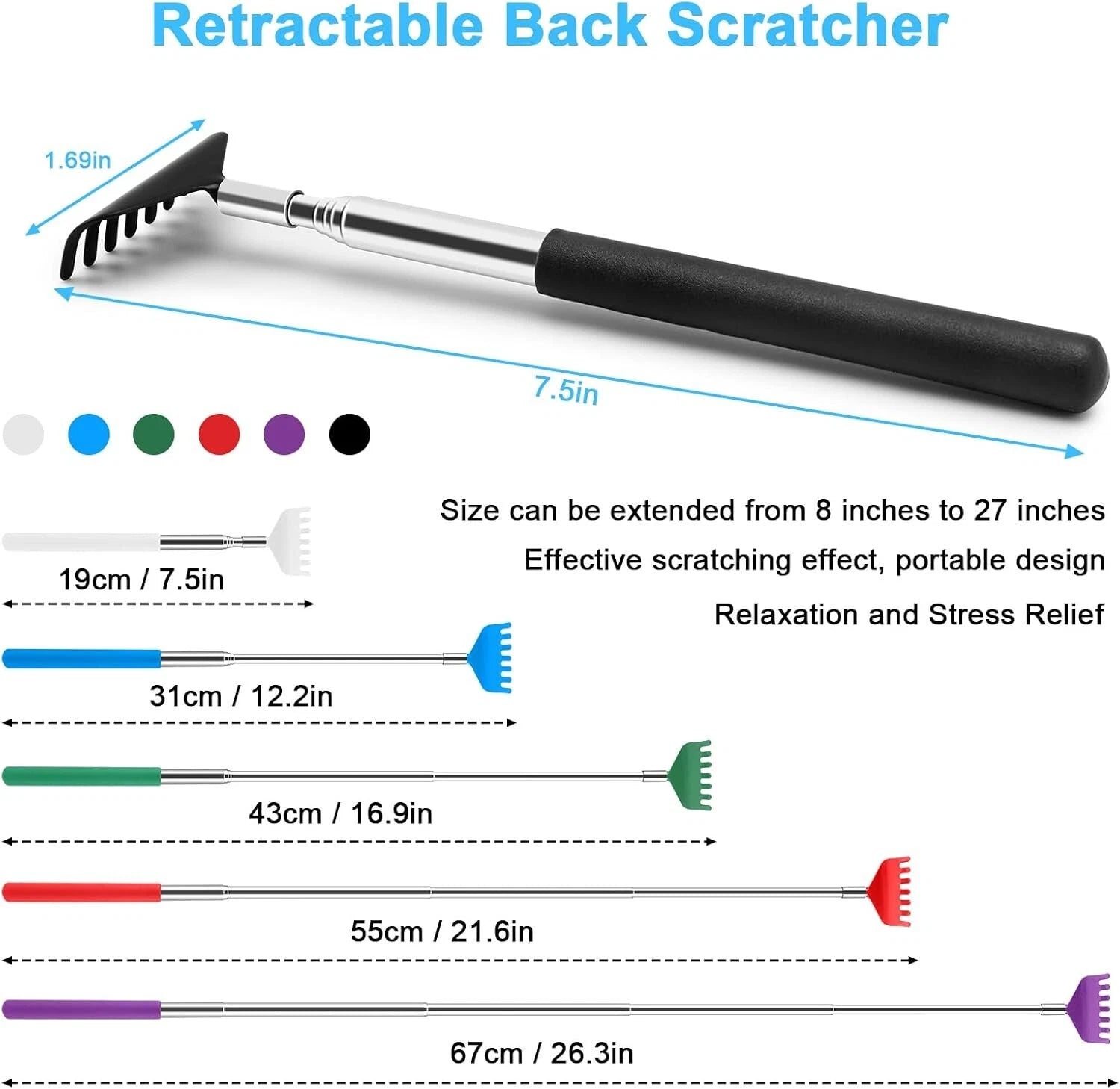 6 Pack Back Scratcher Gifts for Men Women, Stocking Stuffers White Elephant G...