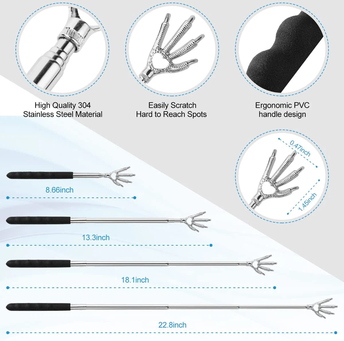 3 Pack Back Scratcher Metal Portable Telescoping Back Scratchers
