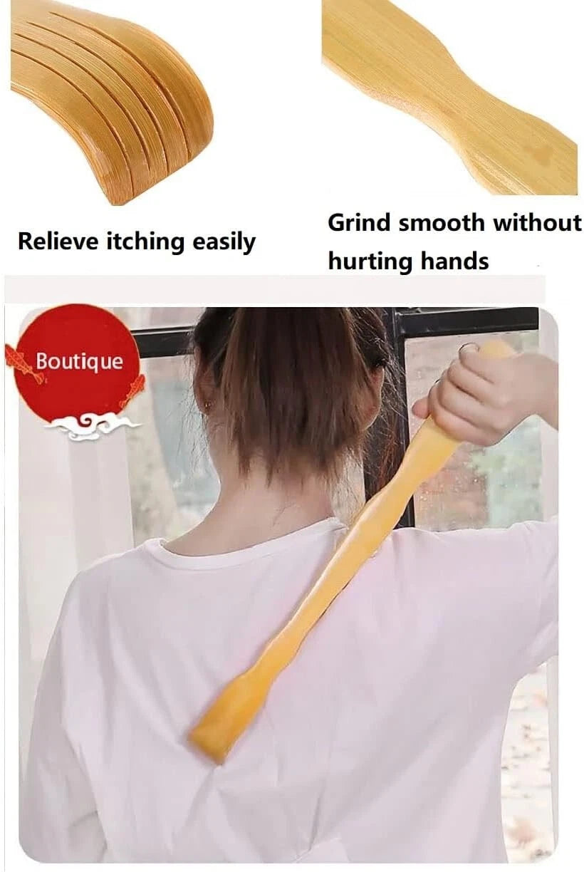 BZG 2 Pack Back Scratcher for Men and Women Wooden Bamboo 16.5 inch YELLOW01
