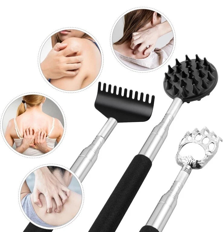 Telescoping Back Scratcher with 3Pcs Detachable Scratching Heads