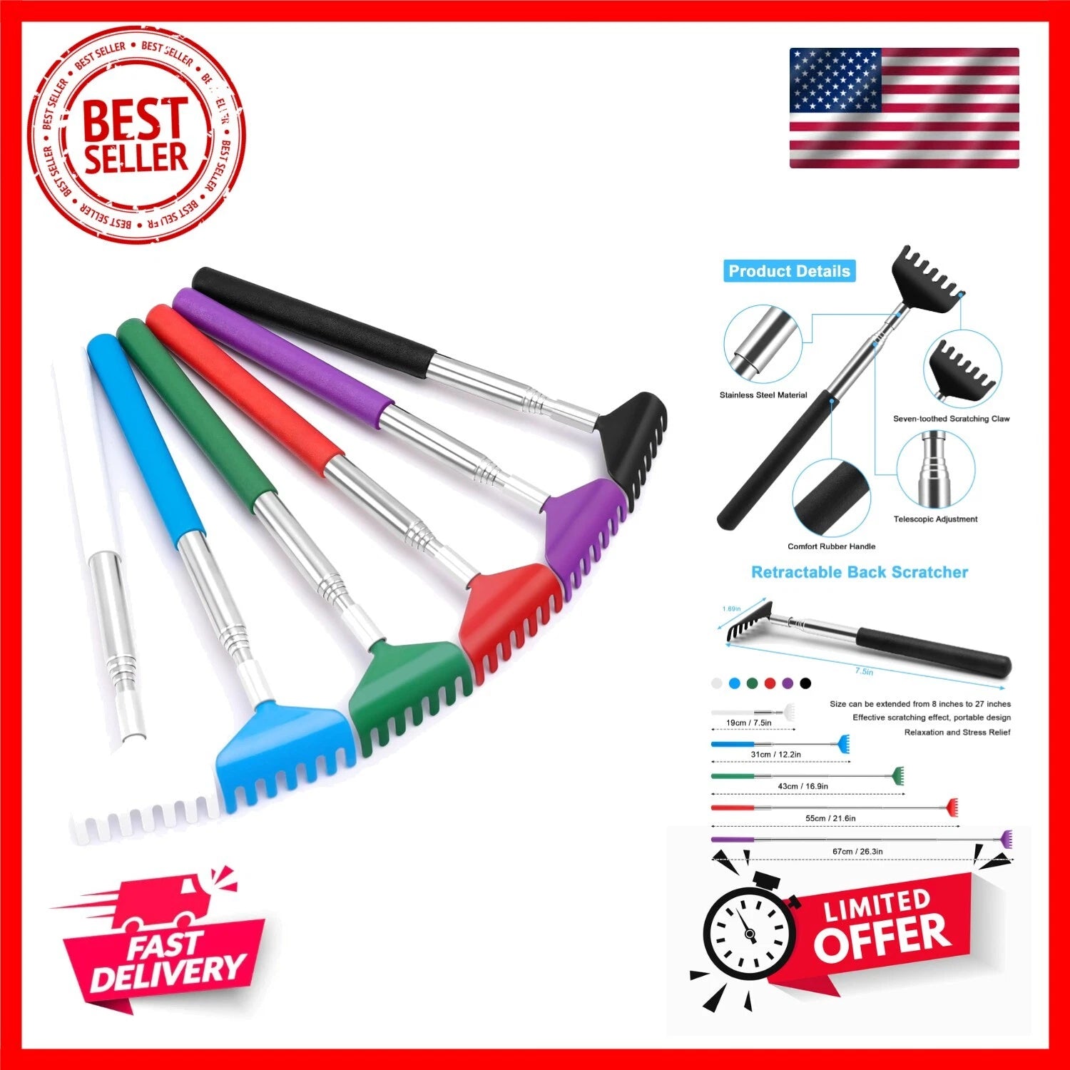 6 Pack Back Scratcher Gifts for Men Women, Stocking Stuffers White Elephant G...