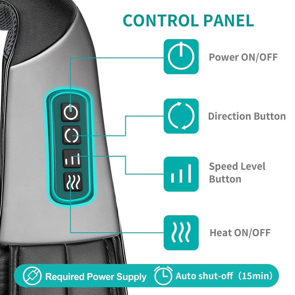 Nekteck Shiatsu Neck Massager with Heat 8 Kneading Nodes Portable Relaxation