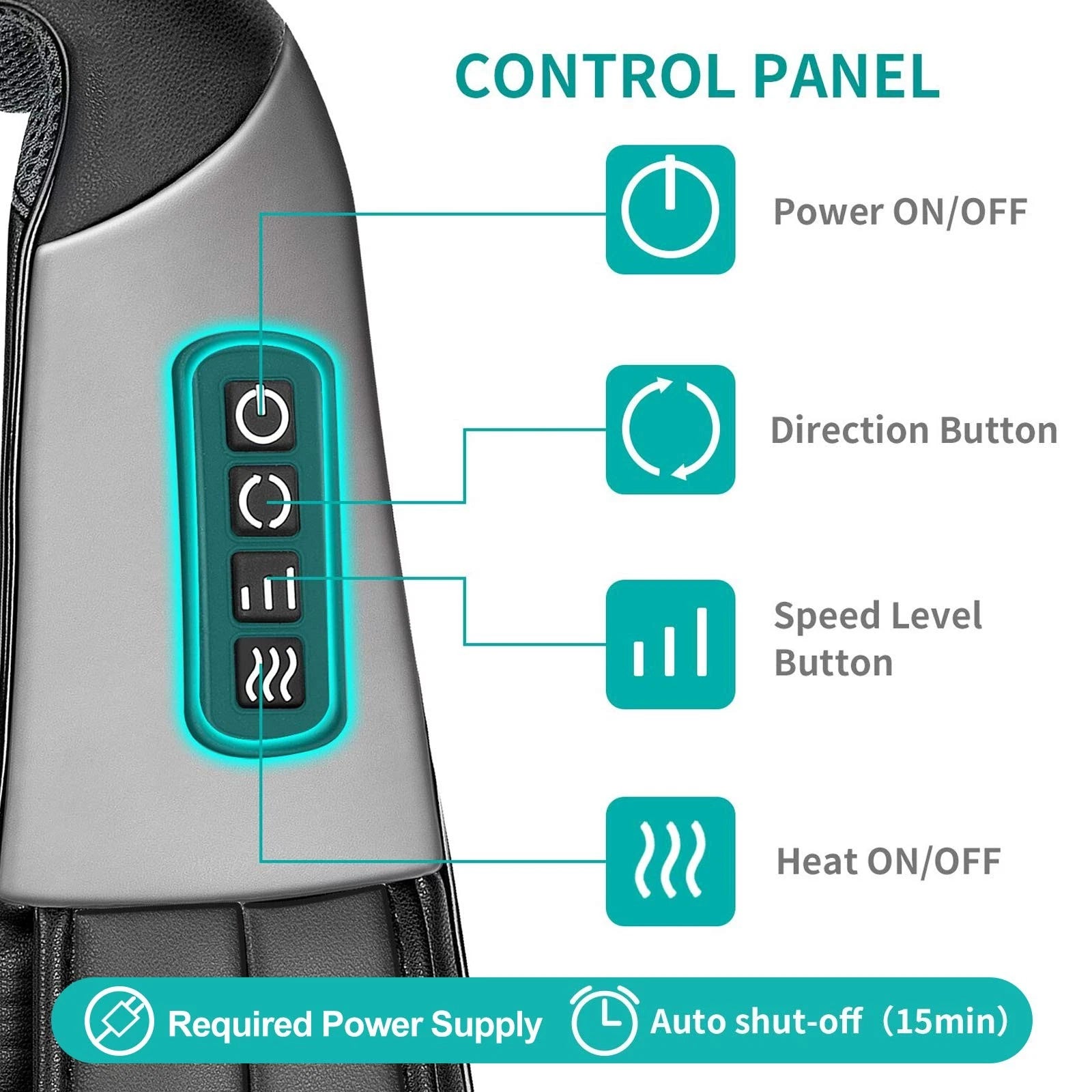 Nekteck Shiatsu Neck Massager with Heat 8 Kneading Nodes Portable Relaxation