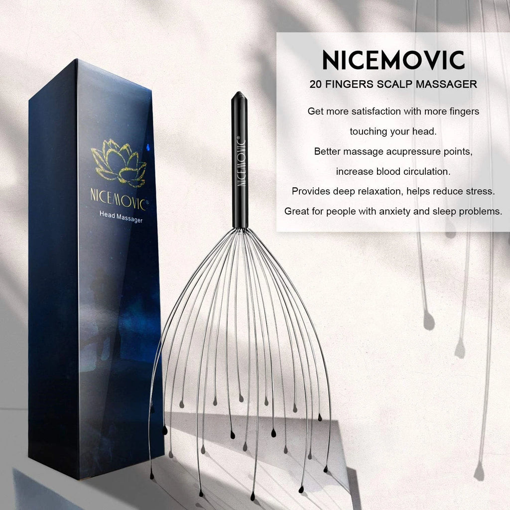 NICEMOVIC Scalp Massager, Head Massager Scratcher Tingler with 20 Fingers, Hair