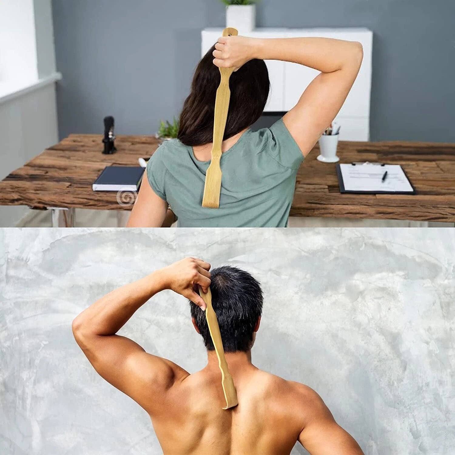 Back Scratcher 100% Natural Bamboo Curved Long Handle 1PC Wooden Back Sturdy 17"