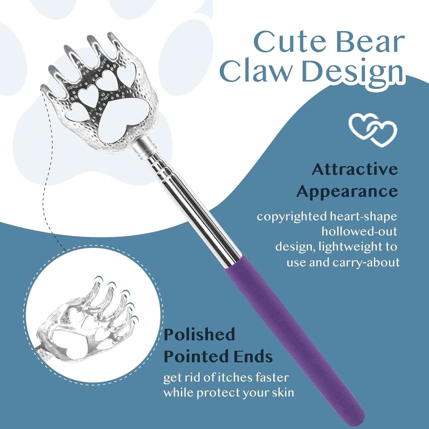 4-Pack Telescopic Bear Claw Back Scratchers - Stress Relief for All Body Parts