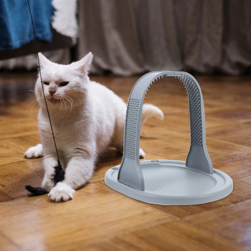 Cat Self Grooming Arched Wool Rubbing Device Scratcher Brush Pet Massager