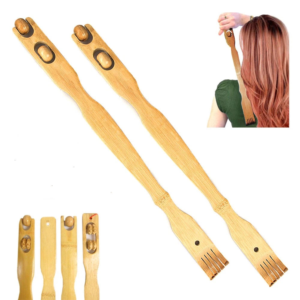 Set of 2 Bamboo Wood Back Scratcher Massager  185" SelfMassager with Sturdy S