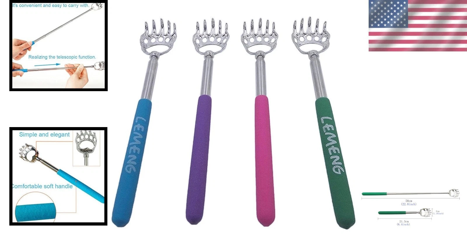 Cushioned Grip Telescoping Back Scratcher - Ideal for On-the-Go Stress Relief
