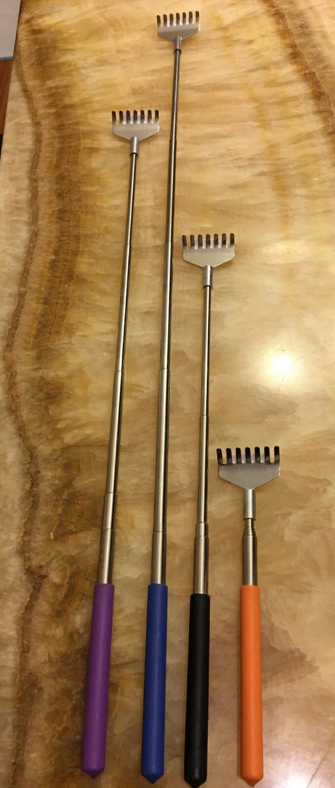 Back Scratcher Long Reach Antipruritic Pocket Clip Metal 4 Pieces Extendable