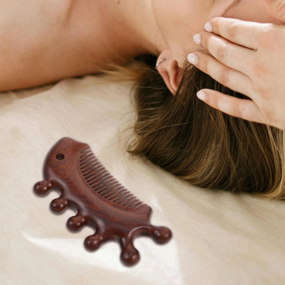 Men and Women Travel Guasha Massage Head Scratcher Massager Sandalwood Comb