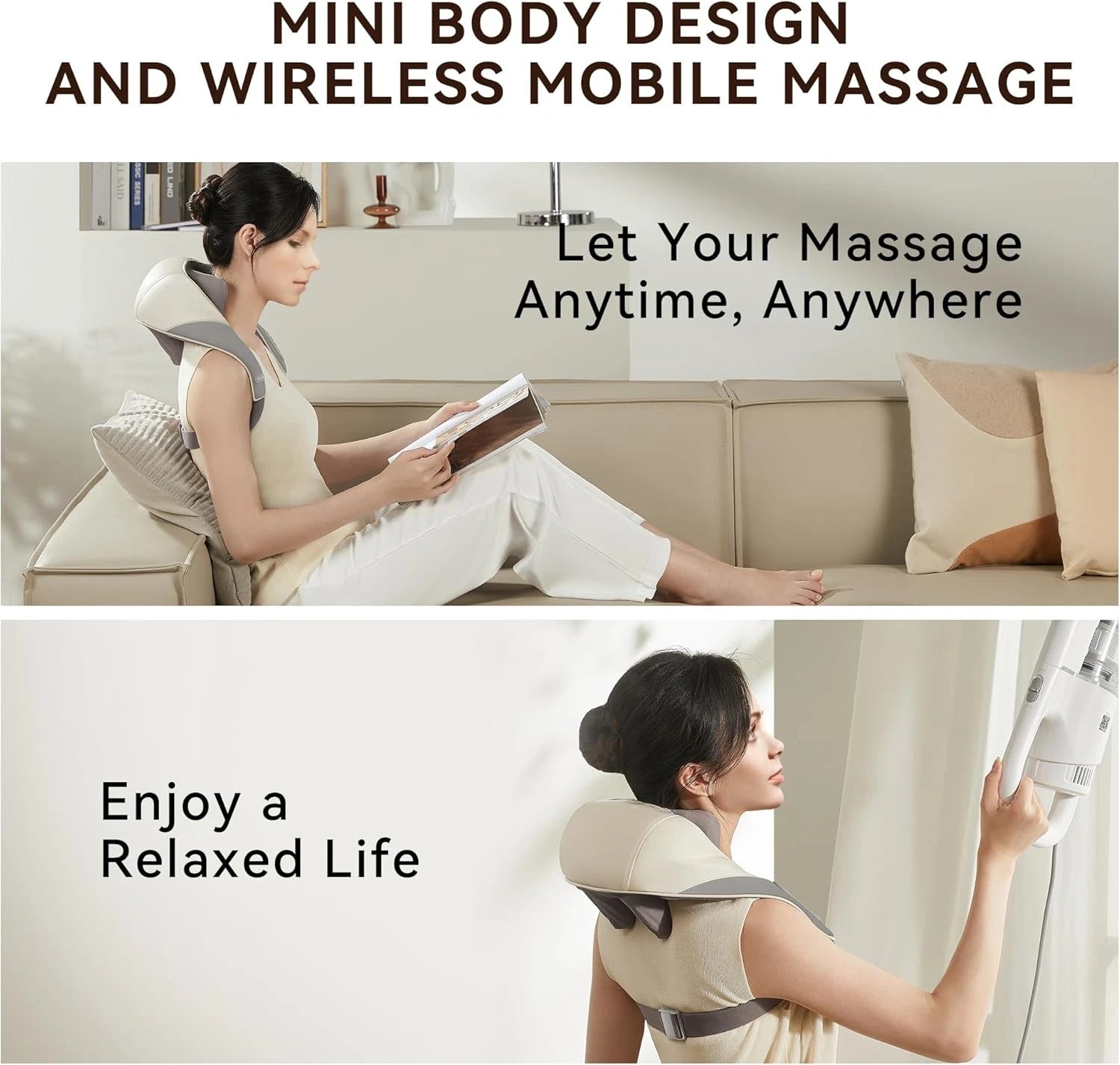 SORELAX Mini Shiatsu Neck Massager, Shoulder Massager with Heat for Pain Relier