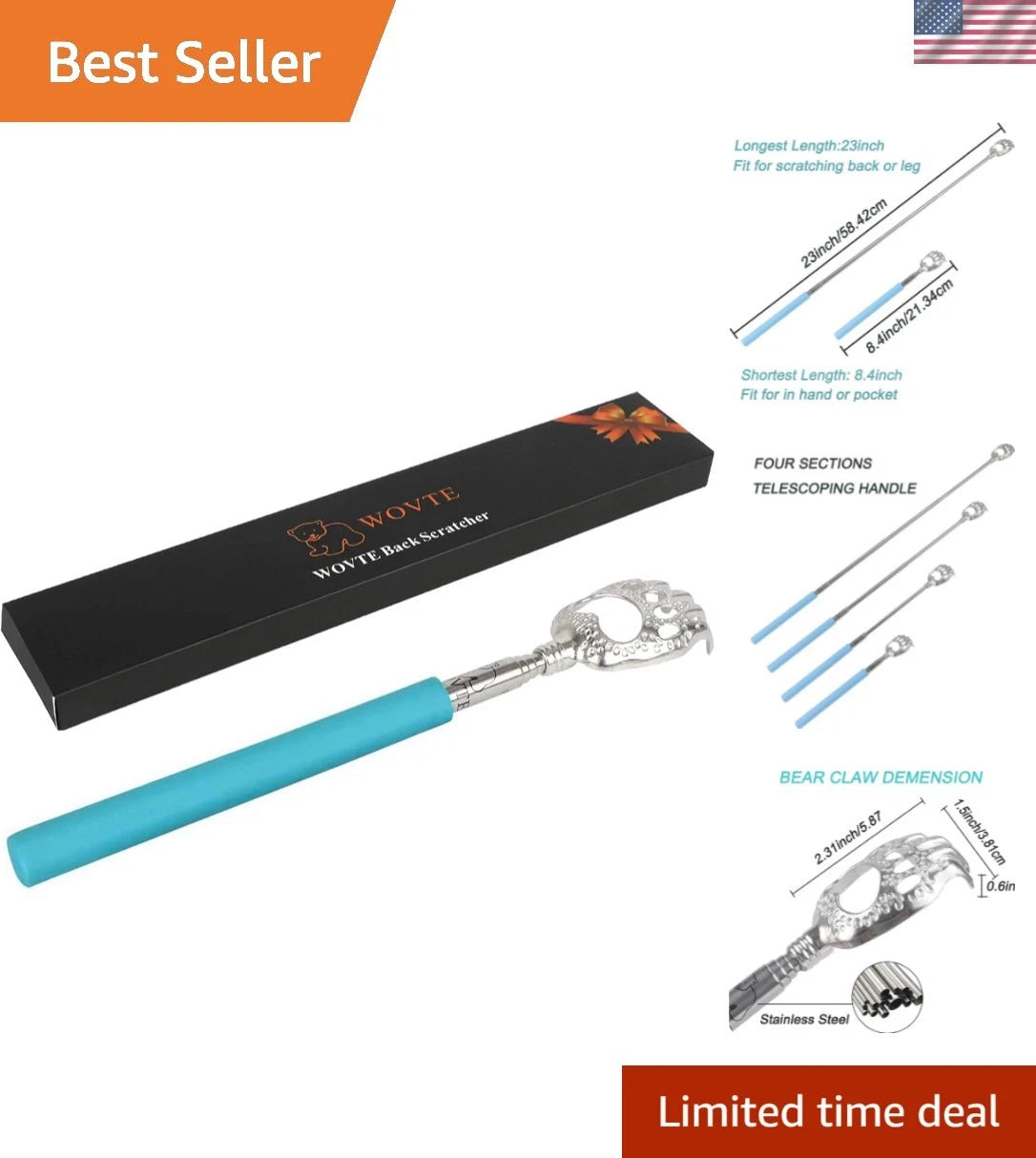 Wovte Back Scratcher with Telescopic Handle - Stress Relief & Pain Alleviation