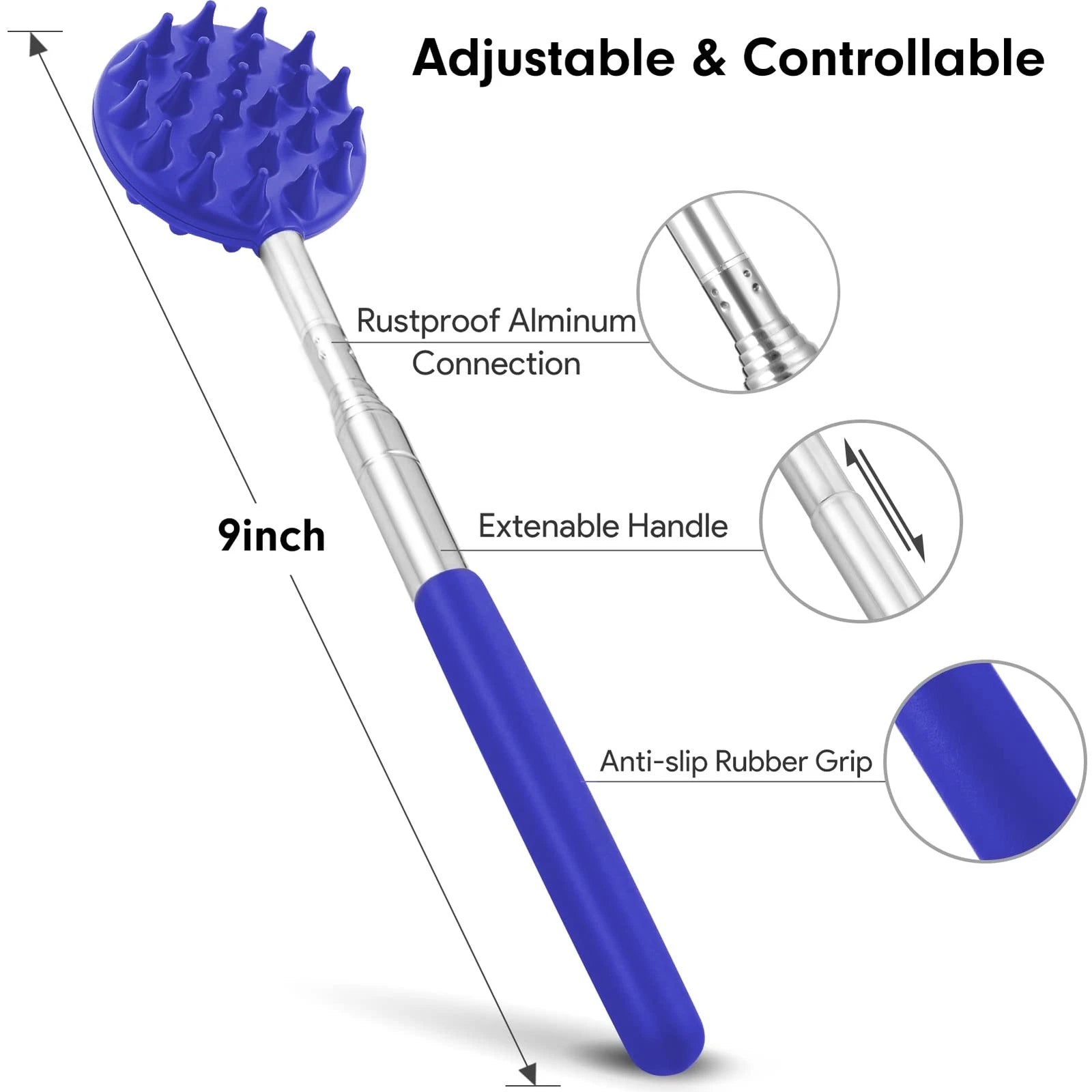 Telescoping Back Scratcher with 3Pcs Detachable Scratching Heads Back Scratch...