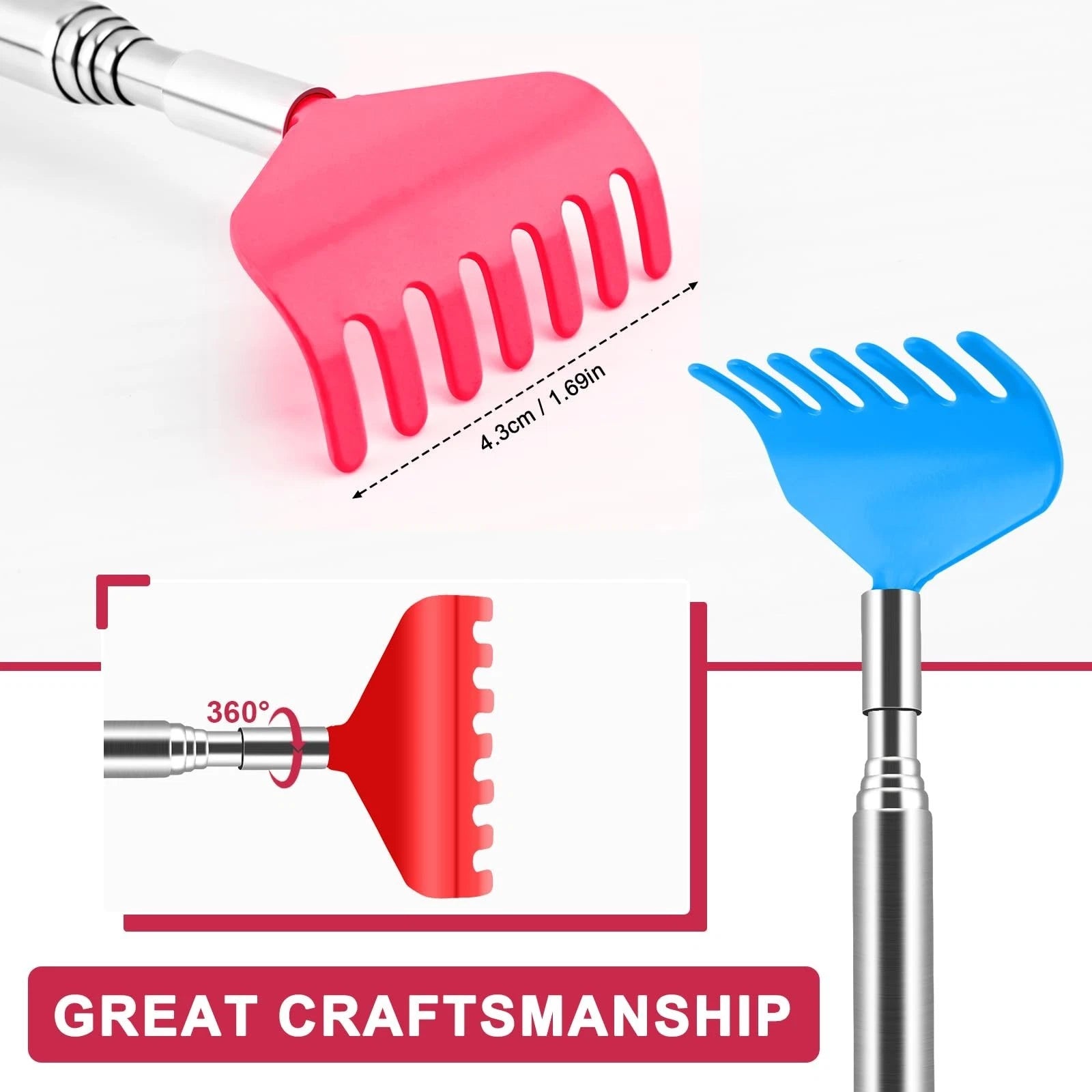 NICEMOVIC 12 Pack Extendable Back Scratcher Bulk, Stocking Stuffers White Ele...