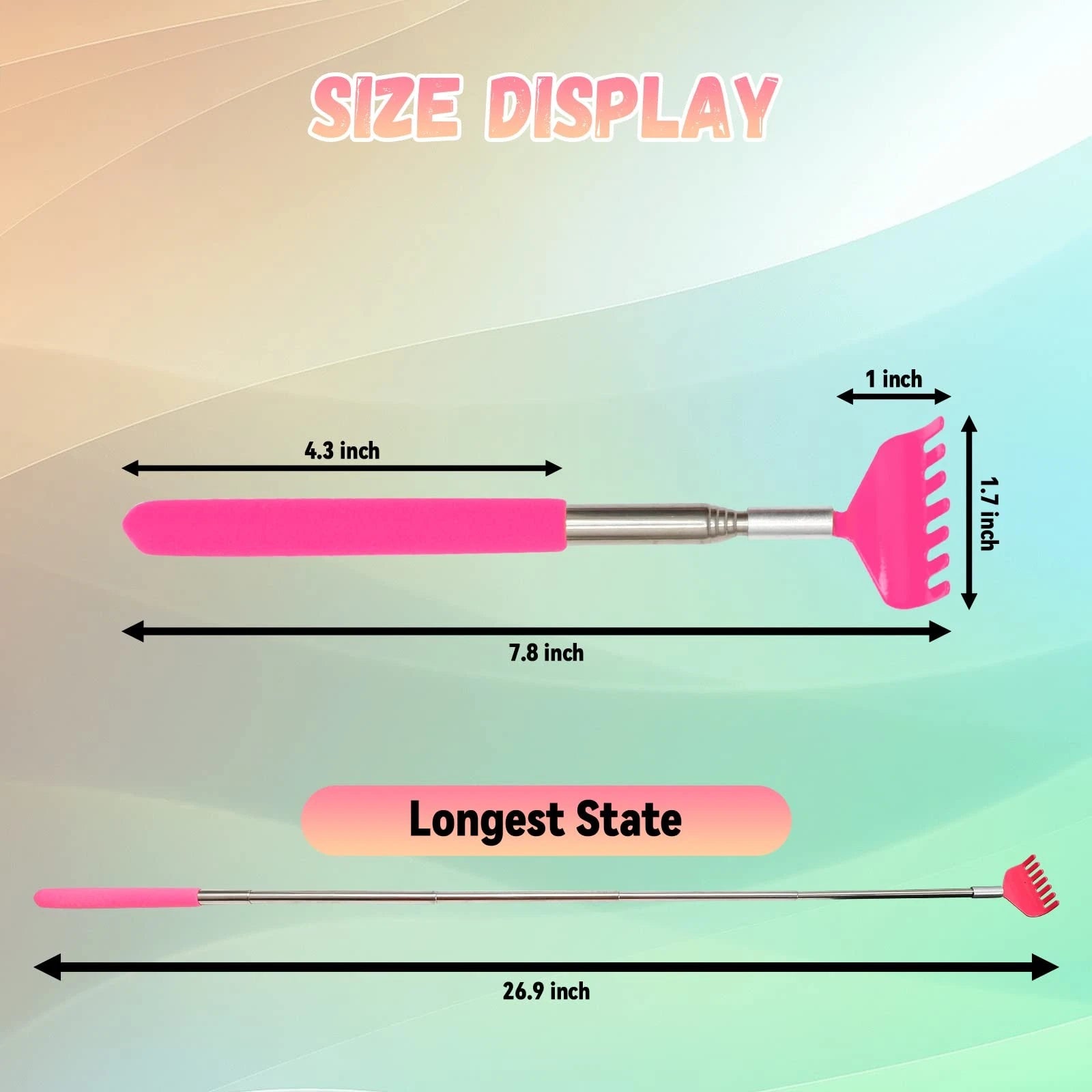 5 Pack Portable Extendable Back Scratcher, Stainless Steel Retractable Telesc...