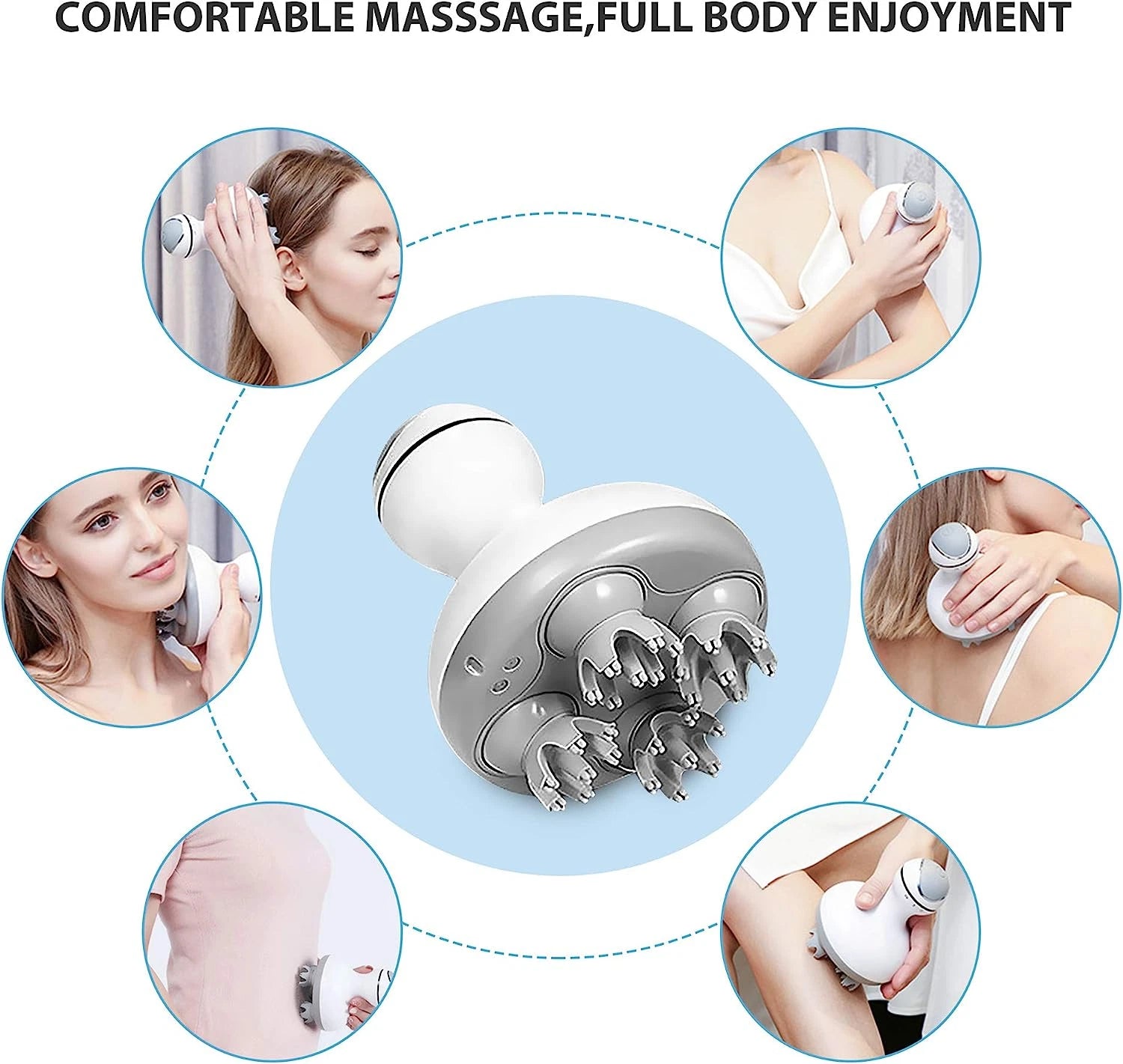 Electric Cordless Hair Scalp Massager with Kneading 84 Massage Nodes, Handheld P