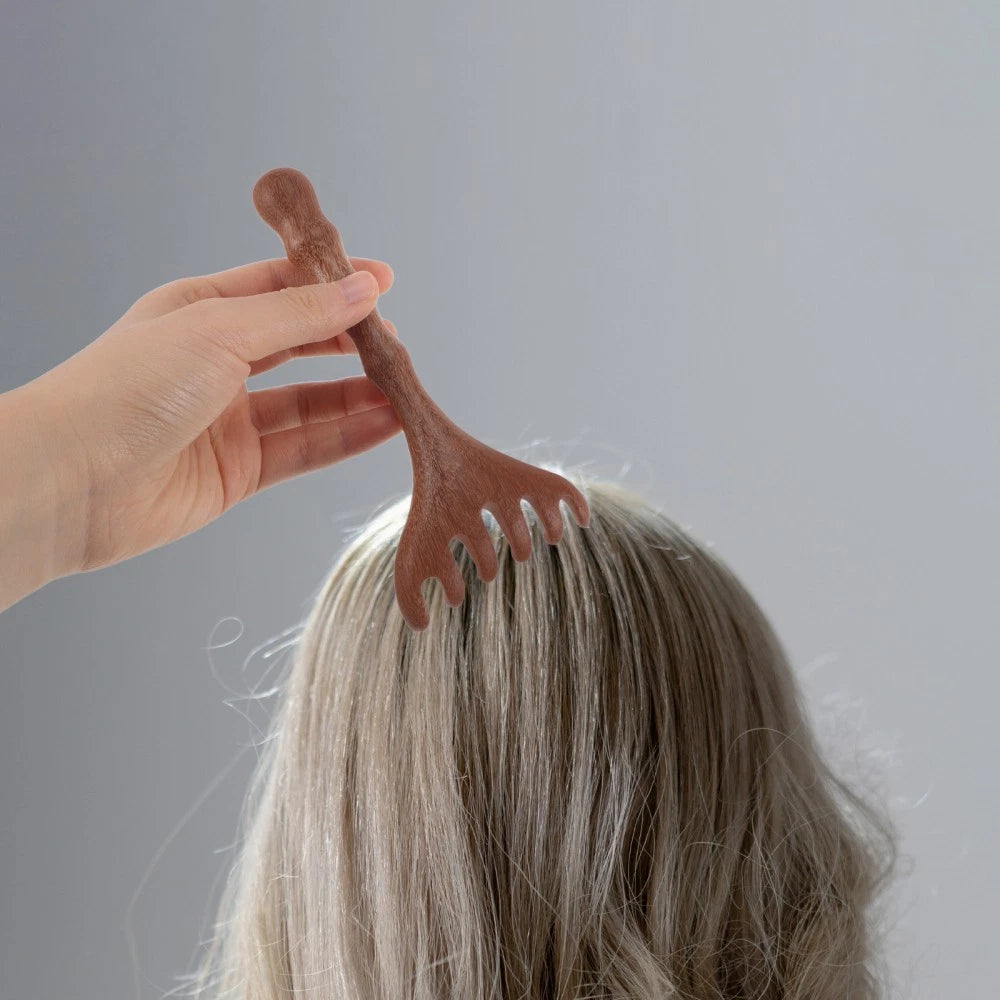 8 pcs Head Massager Scalp Wooden Portable Head Scratcher Massager Wood Combs