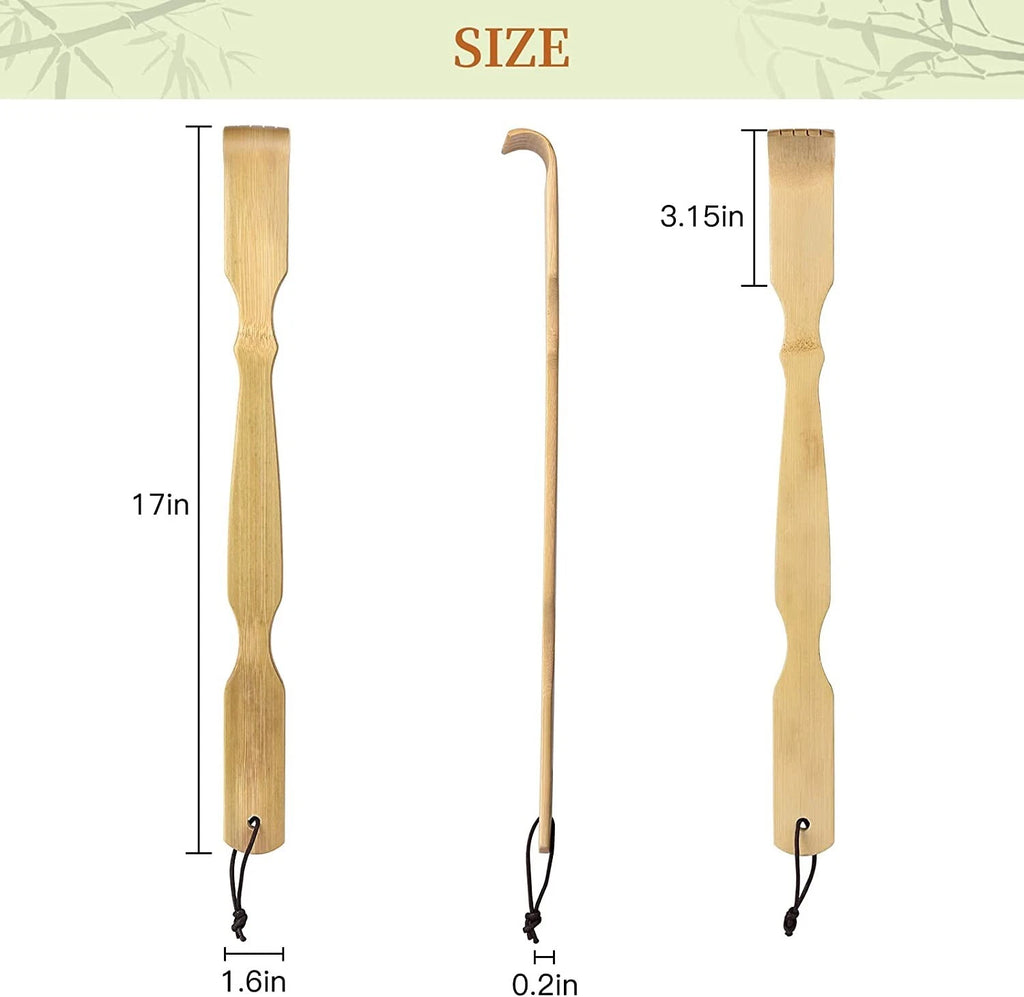 Back Scratcher 100% Natural Bamboo Curved Long Handle 1PC Wooden Back Sturdy 17"