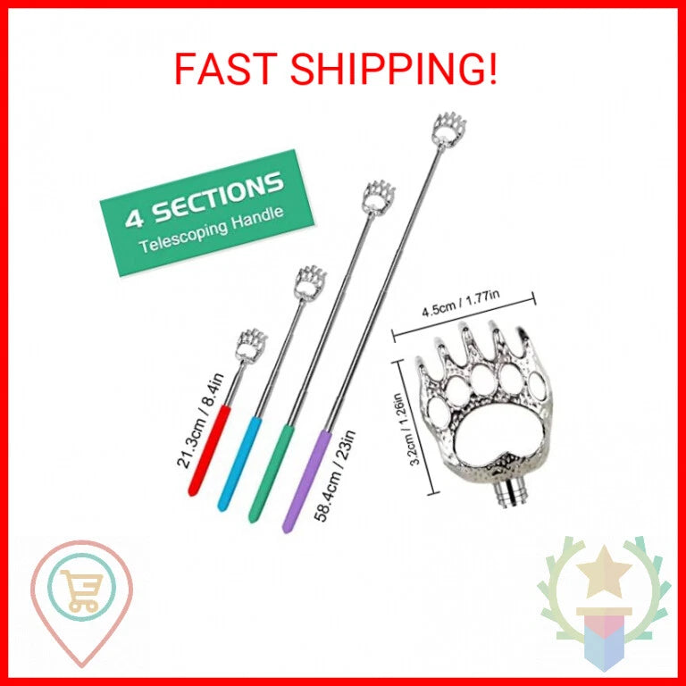 HOFASON 4 Pack Back Scratcher for Men Women, Bear Claw Telescopic Scratcher Back