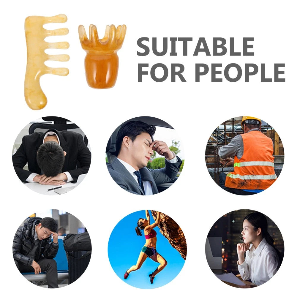 2 Pcs Comb Man Head Scalp Scratcher Resin Massager