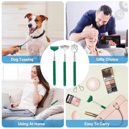 3 Pack Different Back Scratcher Metal Portable Telescoping Back Green