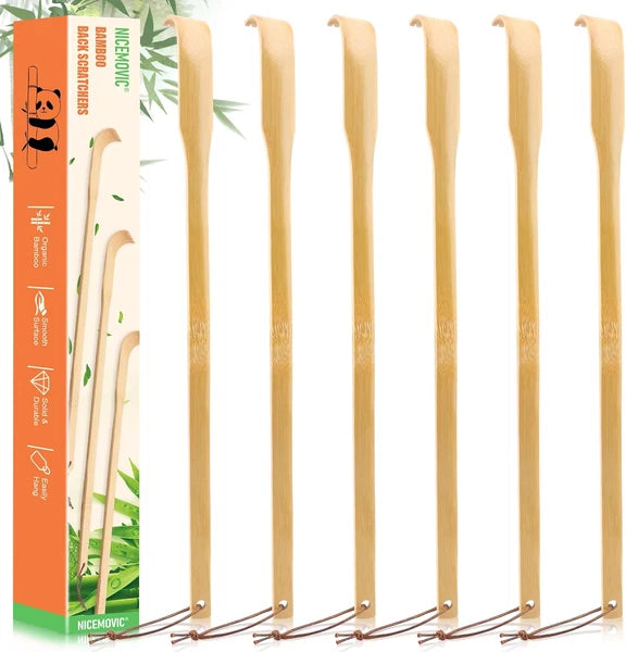 6 Pack Wooden Bamboo Back Scratcher for Men Women Adults, Stocking Stuffers Chri